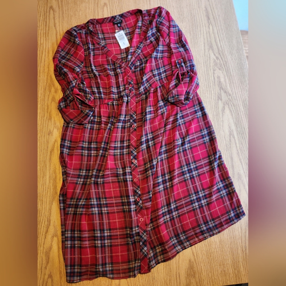 Torrid Size 00 (M/L) Sheer Plaid Dress